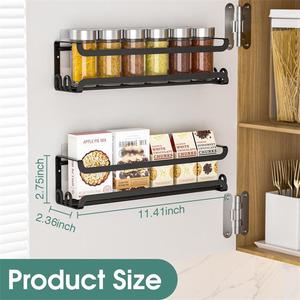 Lot <span class=keywords><strong>de</strong></span> 2 étagères à épices murales avec 8 crochets, organisateur d'épices <span class=keywords><strong>pour</strong></span> armoire <span class=keywords><strong>de</strong></span> cuisine, porte <span class=keywords><strong>de</strong></span> garde-manger, <span class=keywords><strong>fixation</strong></span> par vis ou adhésif - Product Image 6