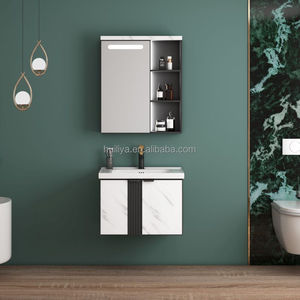 Mueble de Baño Moderno de Aleación de Aluminio, Montado en la Pared, con Lavabo de Cerámica Integrado, 40 <span class=keywords><strong>cm</strong></span> de Ancho, Compacto para Espacios Pequeños - Product Image 1