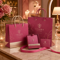 Ensemble de packaging cadeau de luxe personnalisé pour bijoux, sac en papier, boîte à collier, carte de remerciement et ruban