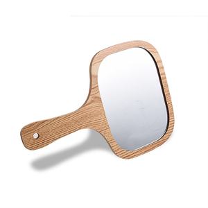 Contracted Design Cosmetic Handheld Custom Logo Hand Held <b>Compact</b> Make up Wooden <b>Mirror</b> - Product Image 5