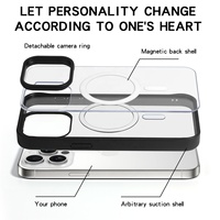 Coque de Téléphone Antichoc Magnétique Amovible Double Couche pour iPhone 17 Pro Max 16 15 Plus, Personnalisable avec Logo OEM et Anneau de Protection d'Objectif