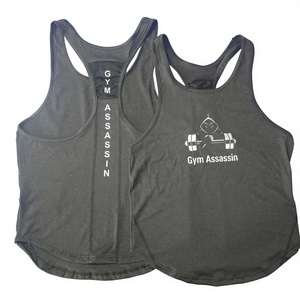 Débardeur de sport noir pour homme Alitza à ourlet incurvé, col rond, en Spandex/Coton/Fibre de bambou, séchage rapide, respirant, pour la musculation - Product Image 6