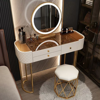 Moderne Simple 3C Chambre Coiffeuse Isolé Verre Trempé Luxe Miroir Éclairé Rangement Petite Famille Maquillage Vanité