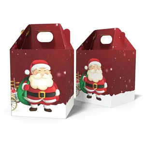 Özel noel hediyesi kutu Santa baskı hediye kutuları karton ürün ambalaj kutusu saplı