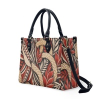 Sac à main léger en PU pour femme, motif floral tropical Puletasi Teuila, avec poignée supérieure, noir et blanc, tailles S M L