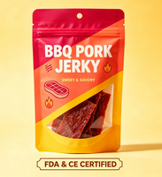 Sachet d'emballage alimentaire refermable en polyester PE, imprimé en héliogravure, résistant à l'humidité, pour viande séchée de porc, non recyclable