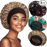 Bonnet de nuit unisexe en satin, grande taille, avec large bande élastique réglable, doux, pour cheveux longs, bouclés et tresses, toutes saisons, vente en gros