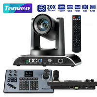 Cámara PTZ y Controlador 4K con Zoom 20X, Cámara con Seguimiento por IA, USB/HDMI/SDI/LAN y Controlador con Joystick 4D para Transmisión en Vivo