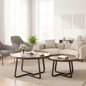 Tavolino <span class=keywords><strong>da</strong></span> Caffè Rotondo Moderno in Legno, Stile Semplice, Multifunzionale, Facile <span class=keywords><strong>da</strong></span> Pulire, con Vano Portaoggetti, per Uso Domestico - Product Image 3