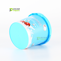 Boîte de rangement pour biscuits de 1,3 L en plastique réutilisable, imprimé IML, seau en plastique pour popcorn, emballage personnalisé avec poignée