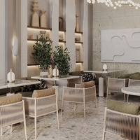 Canapé de cabine de restaurant en rotin de style français et table à manger et chaises d'extérieur pour cafés Home Bar Living Room