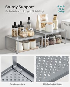 Set 2 Silver <b>Metal</b> 2-Layer Multifunction Non-Folding Spice <b>Racks</b> Countertop Organizers and <b>Shelf</b> Risers for Dish Bowl Storage - Product Image 4