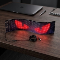 Panneau d'affichage LED RGB flexible rechargeable 5V, contrôle par application Bluetooth, programmable, résolution 16x32, luminosité 1000cd