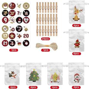 Juego <span class=keywords><strong>de</strong></span> Bolsas <span class=keywords><strong>de</strong></span> Regalo con Cordón <span class=keywords><strong>de</strong></span> Satén Ecológicas Personalizables para <span class=keywords><strong>Navidad</strong></span>, para Calendario <span class=keywords><strong>de</strong></span> Adviento, Decoraciones Navideñas - Product Image 2
