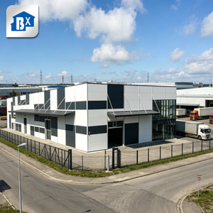 Entrepôt préfabriqué en structure acier BX-2021008, charpente boulonnée, porte coulissante, fenêtre PVC, design industriel, garantie 1 an - Product Image 1
