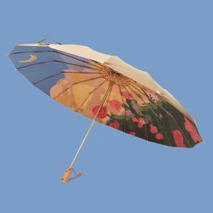 Parapluies manuels pliables en trois sections 190T pour la pluie et le soleil, protection UV UPF 50+, coupe-vent, imperméables, robustes, 100 cm, essentiels de voyage - Product Image 4
