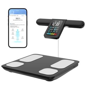Analizador de composición corporal digital Pantalla LCD Escalas de grasa corporal de calorías <span class=keywords><strong>Báscula</strong></span> muscular de <span class=keywords><strong>bioimpedancia</strong></span> IMC para uso en el baño Vidrio - Product Image 1