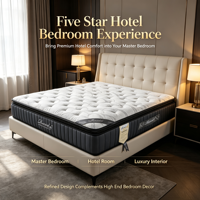 Matelas à ressorts ensachés King Size Tri Zone Five Star Hotel avec mousse à mémoire de forme en gel, emballé sous vide, pour chambre principale