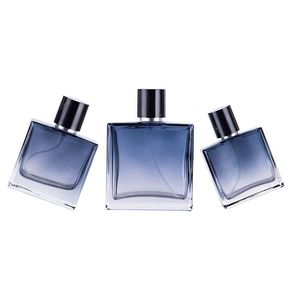 Thiết kế chuyên nghiệp 50ml 100ml rỗng hình trụ chai nước hoa thủy tinh cho nam giới hình dạng phẳng với vít cap Carton Đóng Gói - Product Image 5