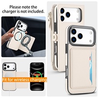 Casing Dompet Magnetik Lepas Pasang untuk iPhone 17 Pro Max, Tali Selempang Pergelangan Tangan, Kantong Resleting, Kulit, Tali Bahu, Tas Selempang