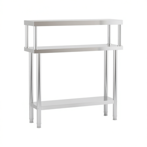 Commercial Kitchen <b>Work</b> <b>Table</b> 43.3x11.8x47.2 Stainless Steel Overshelf Polished Finish Freestanding - Product Image 1