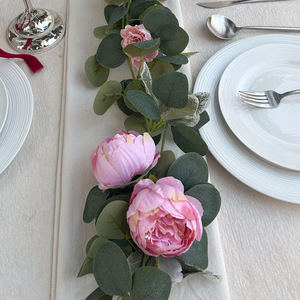 Plante artificielle de pivoine et d'eucalyptus verte 180 cm, fleur en soie pour décoration intérieure, mariage et maison - Product Image 3