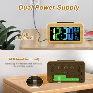 Reloj Despertador Digital <span class=keywords><strong>de</strong></span> Madera, Pantalla LED Grande con Números Coloridos, Sensor <span class=keywords><strong>de</strong></span> Brillo, Función <span class=keywords><strong>de</strong></span> Repetición, Funcionamiento por USB para Dormitorio - Product Image 5