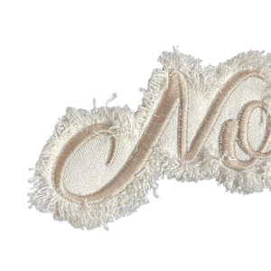 キャンバスリネンコットンアップリケ刺繍パッチデザイナーカスタム3D文字ロゴ衣服用フリンジ刺繍パッチに縫い付け - Product Image 2