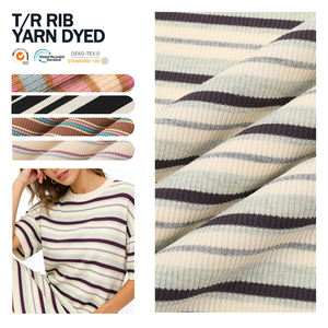 Tela de punto acanalado elástico grueso de rayón y elastano, con punto de cable, punto pointelle y rayas teñidas en hilo, personalizada 1x1, 2x1, 3x2 - Product Image 1