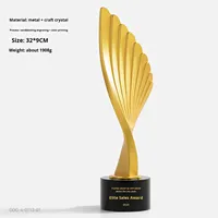 Trophée personnalisé en métal et cristal, créatif, haut de gamme, élégant, récompense pour réunion annuelle, employé exceptionnel, champion, personnalisable