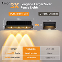 Lampe LED solaire étanche IP65 à 3 modes pour clôture, terrasse, mur, extérieur, jardin, cour, escalier, piscine, patio, porche, décorative Alison Light