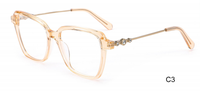Monture de lunettes optiques pour femmes en acétate et métal, monture carrée pleine avec décorations en strass sur les branches