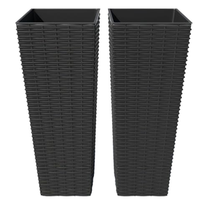 Jardinières carrées modernes en plastique pour l'extérieur, revêtement PE, pots de fleurs de jardin au design minimaliste, lot de deux - Product Image 1