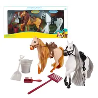 子供のおもちゃ馬セットクリーニングツールプラスチック装飾農場動物モデルおもちゃ