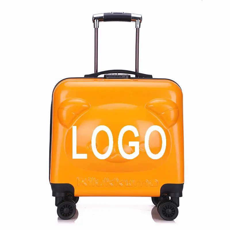 Logotipo impreso trolley case venta al por mayor rueda universal 18 pulgadas pequeño equipaje dibujos animados lindo niños contraseña maleta