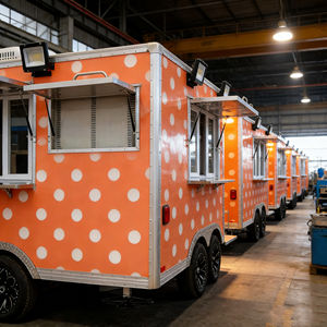 รถเข็นขายอาหารเคลื่อนที่ทรงสี่เหลี่ยมลายคลื่นสีรุ้ง พร้อมล้อคู่ สำหรับขายอาหารและเครื่องดื่มริมชายหาด - Product Image 6