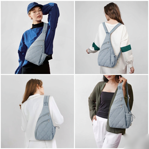 Bolso Bandolera Casual Acolchado, Mochila de Día Unisex Ligera, con Diseño de Leopardo y Rayas, de Nailon Resistente, Bolso de Hombro y Pecho a la Moda - Product Image 6