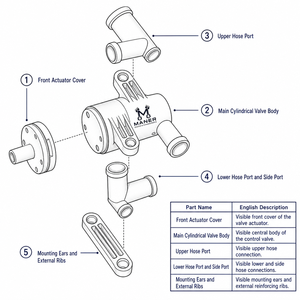 Vanne de régulation de liquide de refroidissement MANER, vanne d'arrêt du chauffage 5Q0906457J 4H0121671D pour Audi A1 A3 A4 A5 A6 Q3 Q5 VW Golf Passat Tiguan - Product Image 5
