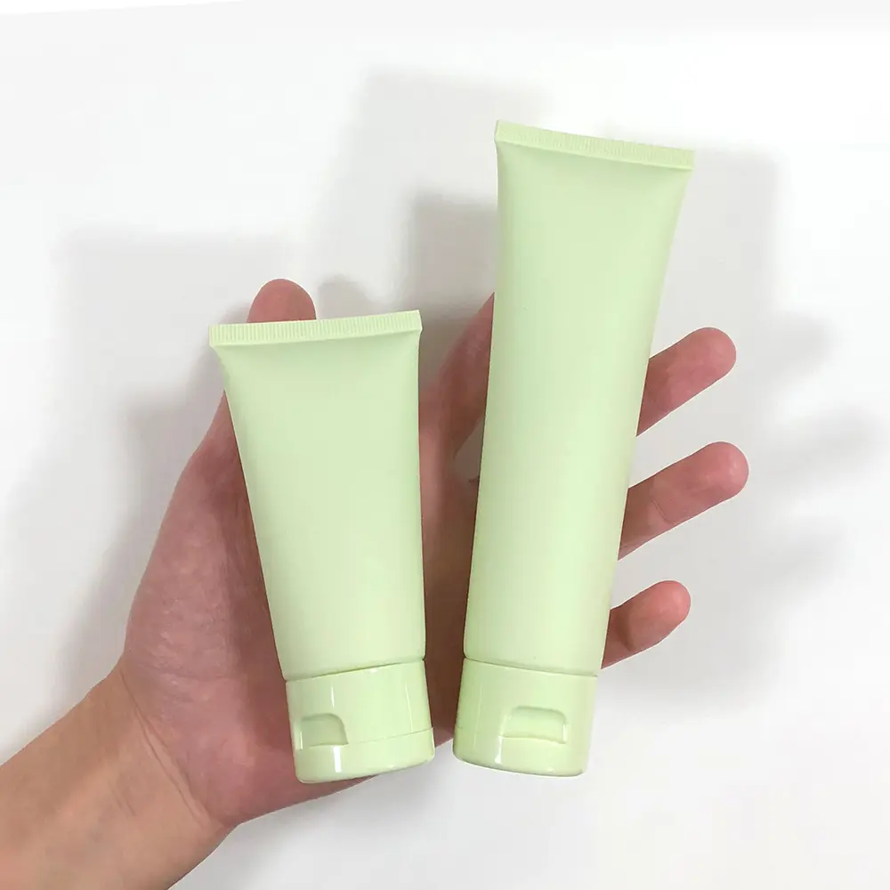 50g di 100 da 50ml di 100ml di lozione per il corpo vuota di colore verde chiaro opaco tubo morbido per imballaggio cosmetico