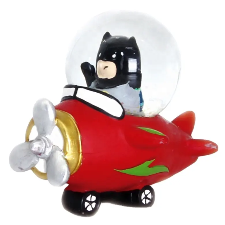 공장 직접 판매 OEM 비행기 홈 장식 귀여운 아이 선물 기념품 만화 재미 외계인 polyresin 물 글로브 비행기 스노우 글로브