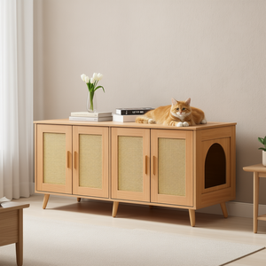 Meuble litière pour chat en bois, enclos dissimulé, 47,2 pouces, facile à nettoyer, capacité 10 kg - Product Image 2