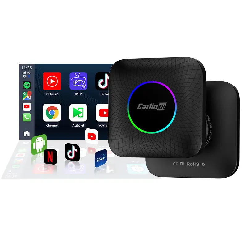 Carlink 8 + 128Gb Led 빛 사용자 정의 Carlinkit 자동차 놀이 512Gb 스마트 박스 아이 박스 애플 무선 Carplay 자동차 Tiktok