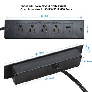 Regleta de 4 salidas de escritorio con puerto USB C de 2.1A, carga rápida, Puerto USB A, estación de carga oculta para muebles para mesa auxiliar - Product Image 2
