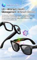 Lunettes connectées IA pour la santé : Détection UV, Moniteur de fréquence cardiaque et d'oxygène sanguin, Traduction en temps réel, Commande vocale, IP66