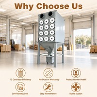 Système de dépoussiérage à cartouches haute efficacité pour peinture en poudre, 12 cartouches, nettoyage automatique par jet pulsé