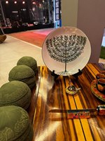 Luxe olijfgroene Joodse kippa met aangepaste borduring, Joodse yarmulke, schedelkap, ceremonie-aandenken, bruiloft, Bar Mitzvah, souvenir, cadeau