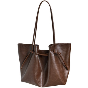 Bolso Tote de Cuero Marrón, Gran Capacidad, Suave, Horizontal, Cuadrado, con Cierre Magnético, Bolso de Hombro para el Día a Día, Bolso de Mano para Mujer - Product Image 5