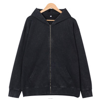 Hoodie Zippé Personnalisé Effet Vieilli et Délavé à l'Acide, Sweat à Capuche Zippé Effet Usé, Hoodie Zippé Intégral Délavé Vintage, Logo Personnalisable