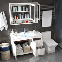 Meuble de salle de bain de style minimaliste moderne, armoire en bois massif, miroir intelligent, rangement, design haut de gamme, fermeture douce, utilisation hôtel/villa