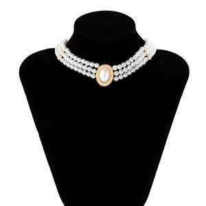 Nouveau collier ras du cou en diamant de Style Vintage pour femmes ensemble fantaisie nouveau lancement création boucles d'oreilles sur le cou perles géométriques bijoux en alliage - Product Image 6